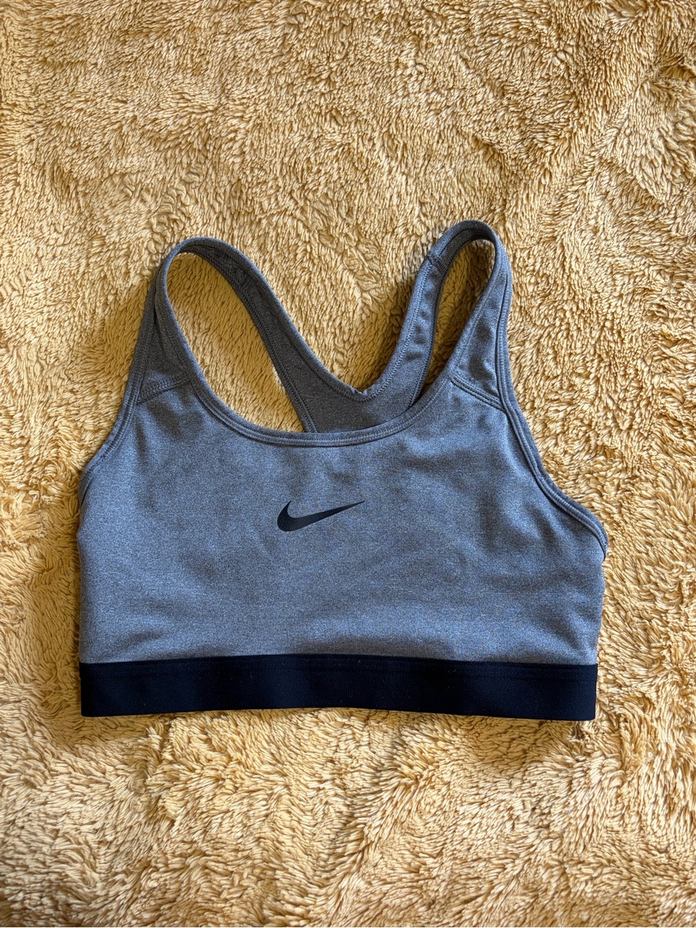 Nike Gray Racerback Crop Sports Bra with Black Band